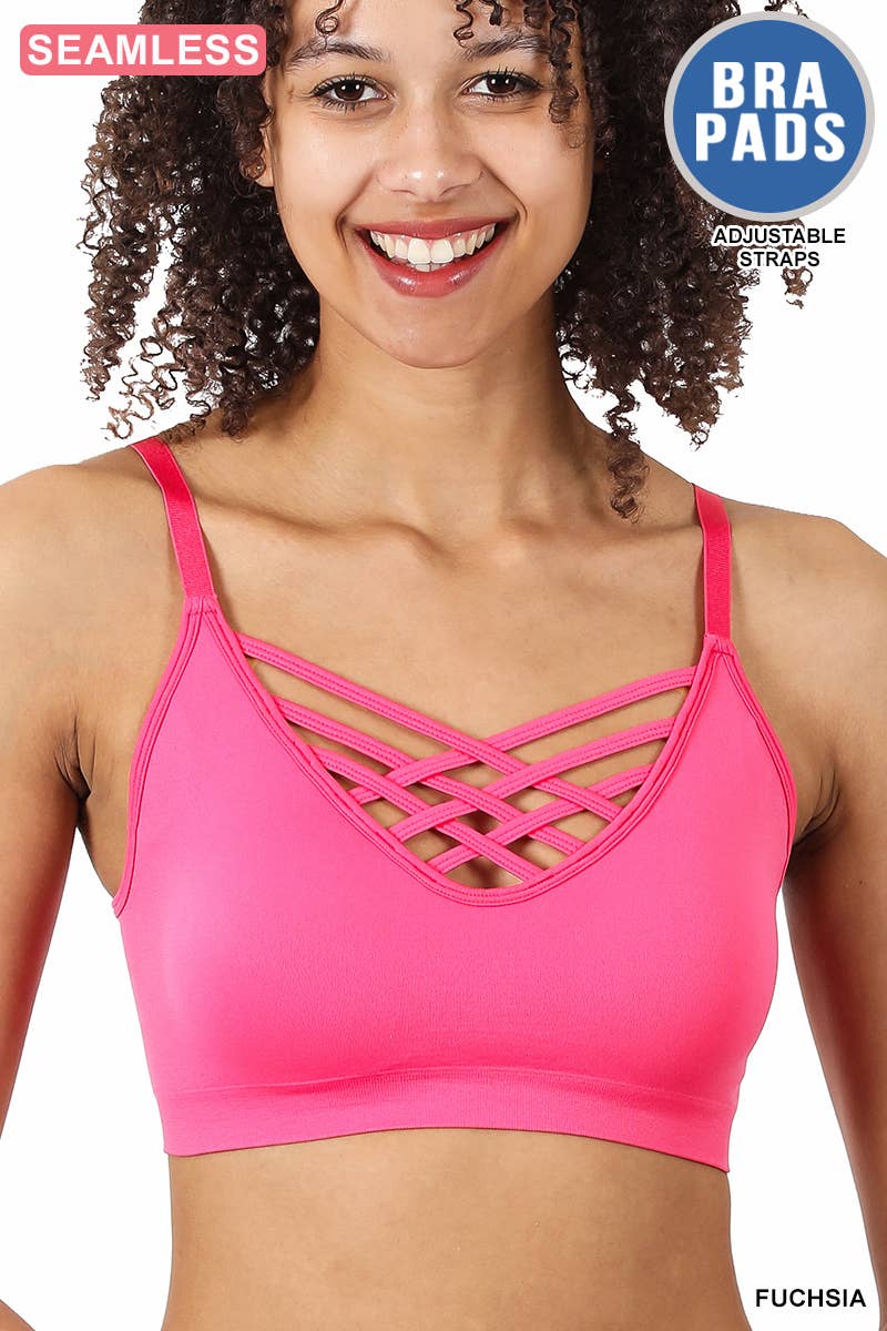 `", Lattice Bralette With Removable Bra Pads