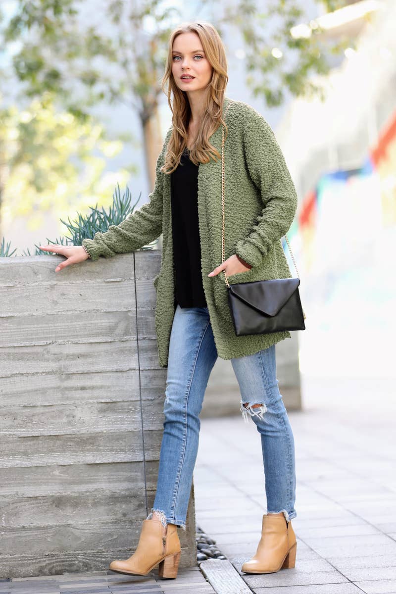 `"Popcorn Sweater Cardigan