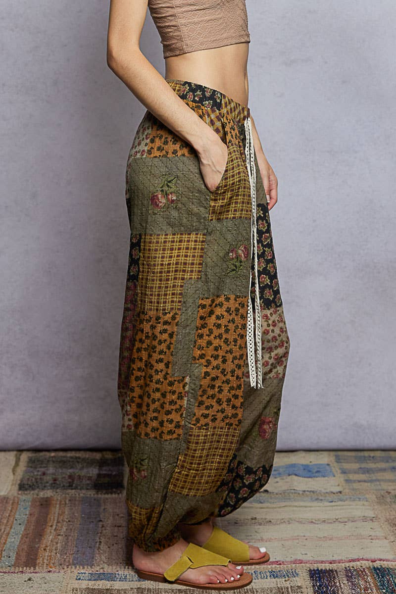 Multi colored printed woven casual pants