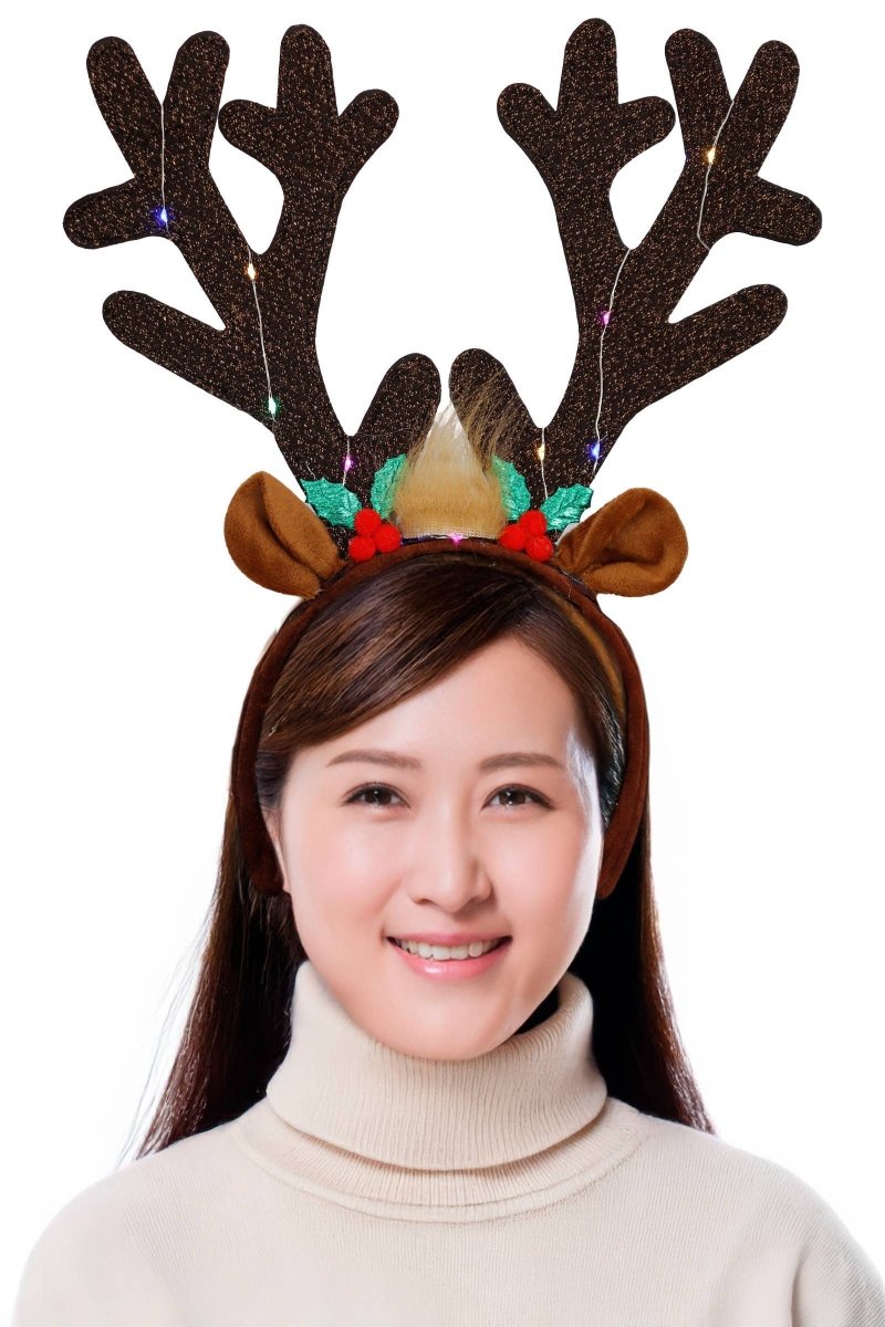 Oversized Rudolph Antler Led Light-up Hairband