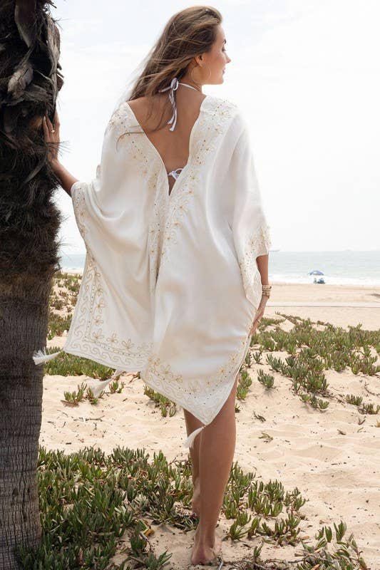 DEEP BEADED FLORAL LUREX & SWIRL KAFTAN (IND10-KAFTAN)