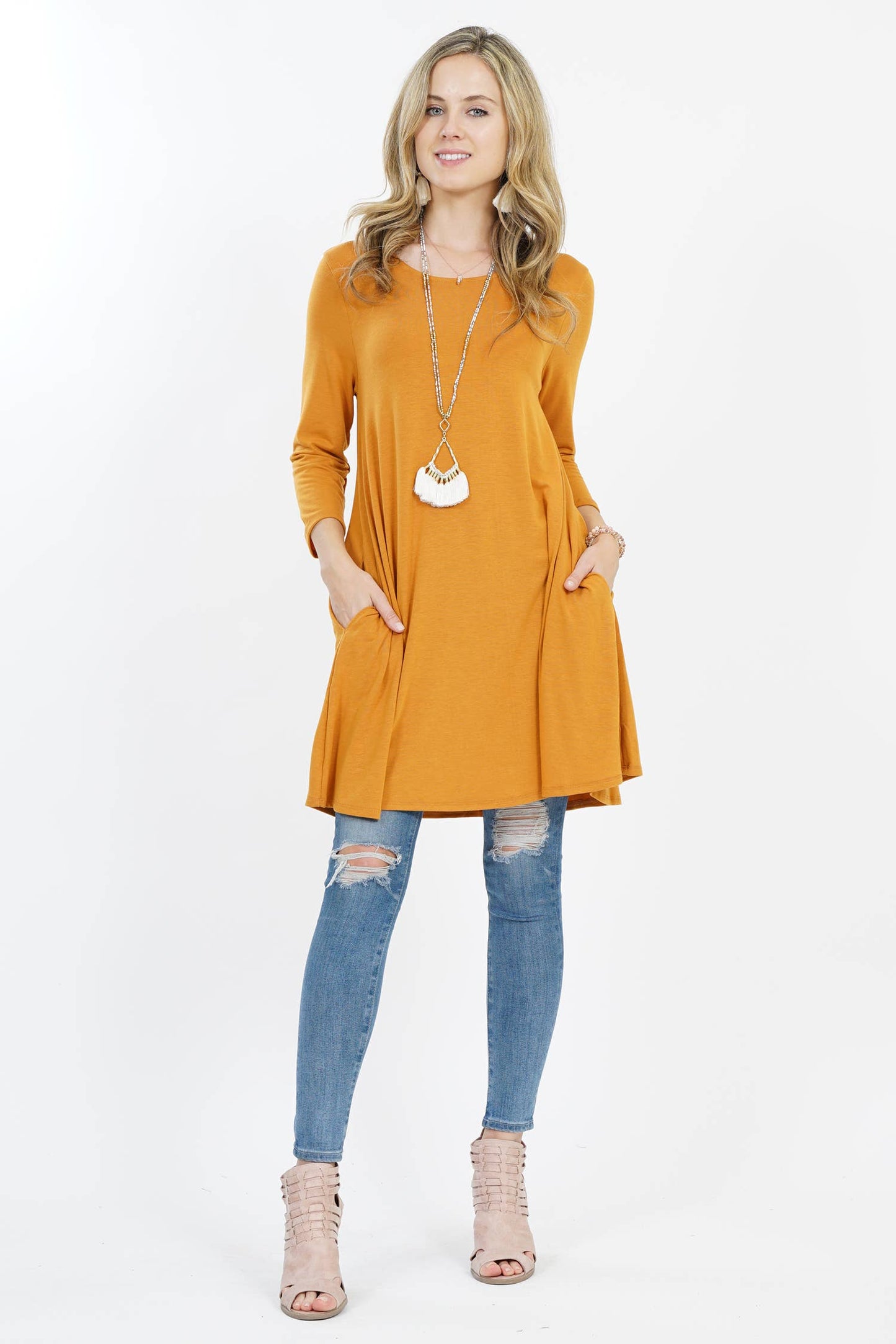 `Side-Pocket Tunics Solid/Print
