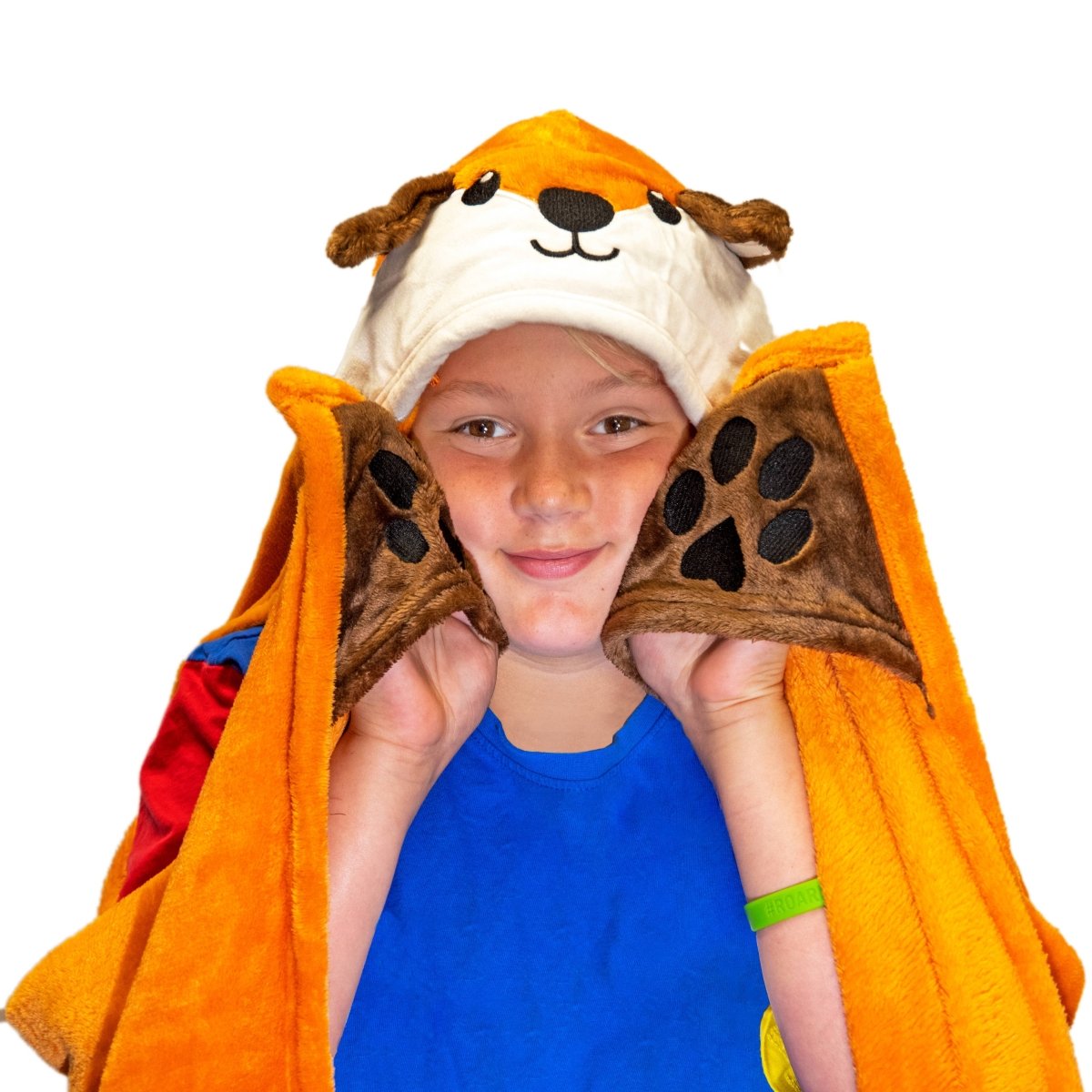 Plush Hooded Animal Blanket with Pockets