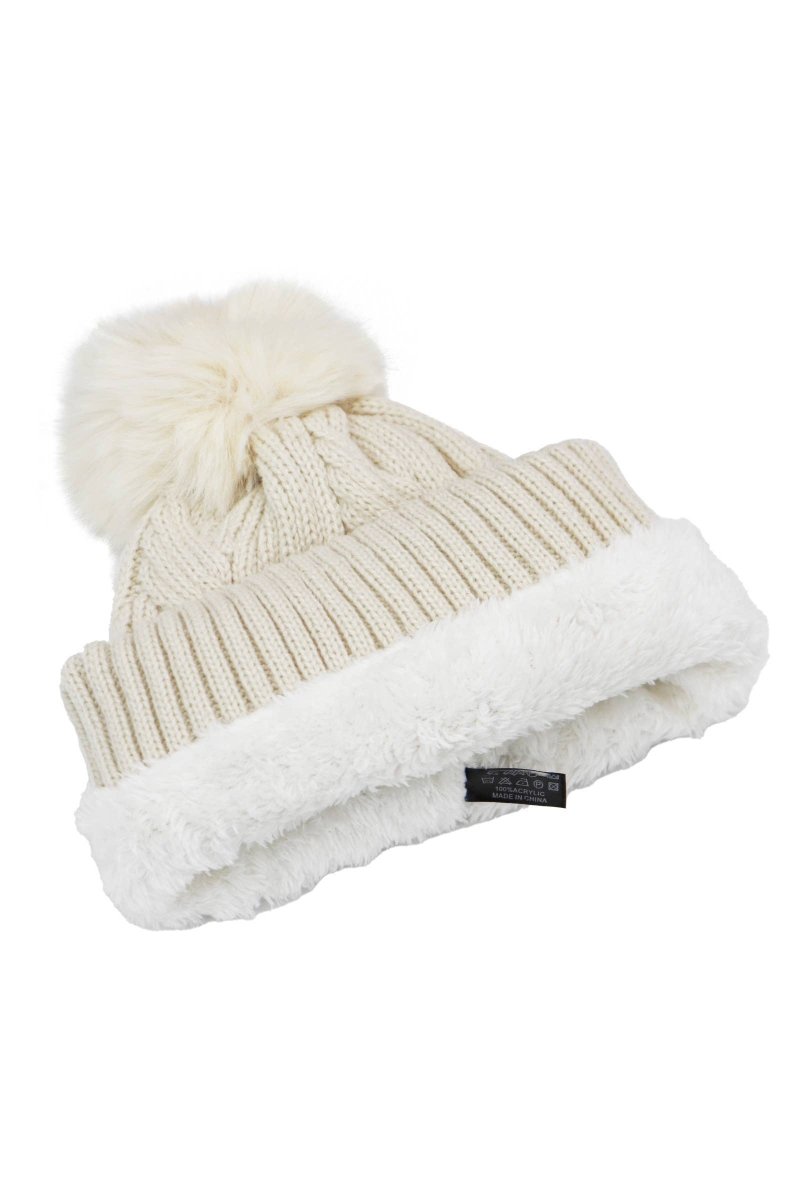 Coil Chevron Knitted Fleece Lined Beanie