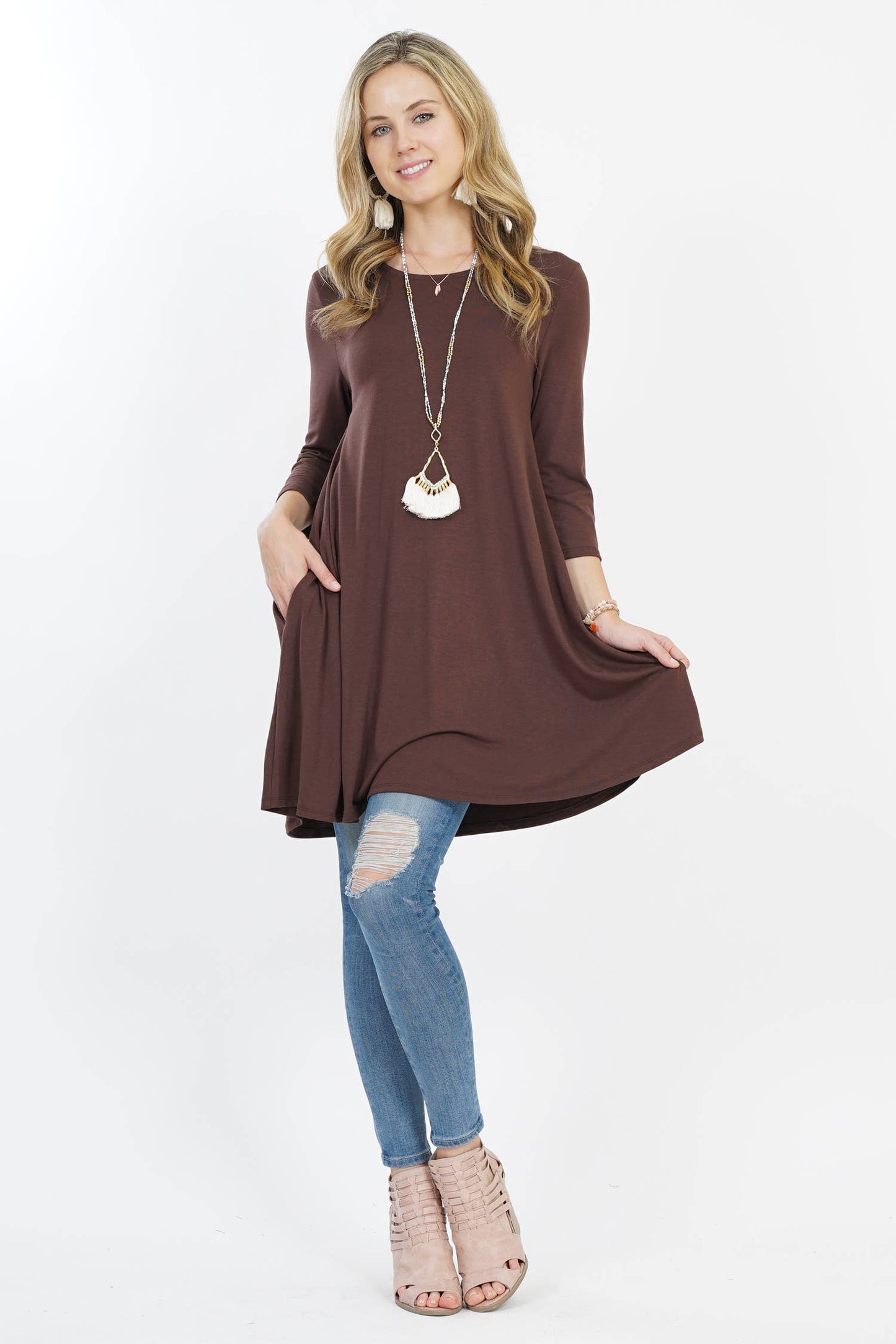 `Side-Pocket Tunics Solid/Print