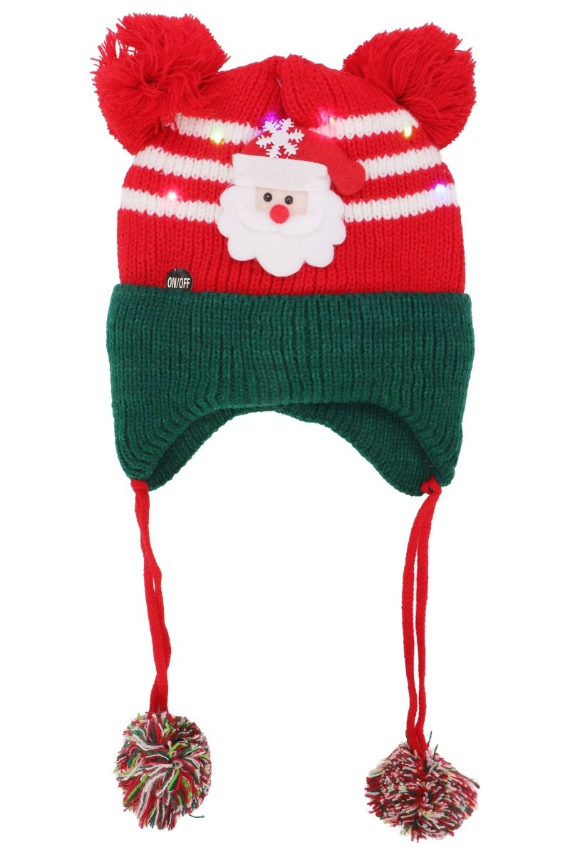Kids Christmas Led Ear Cover Chin Strap Beanie