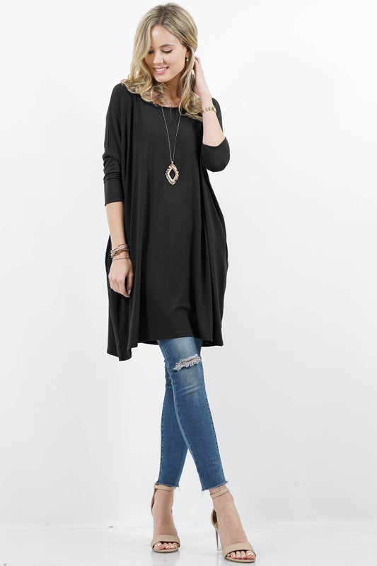 .SI-11404 Drop shoulder side-pocket oversize tunic