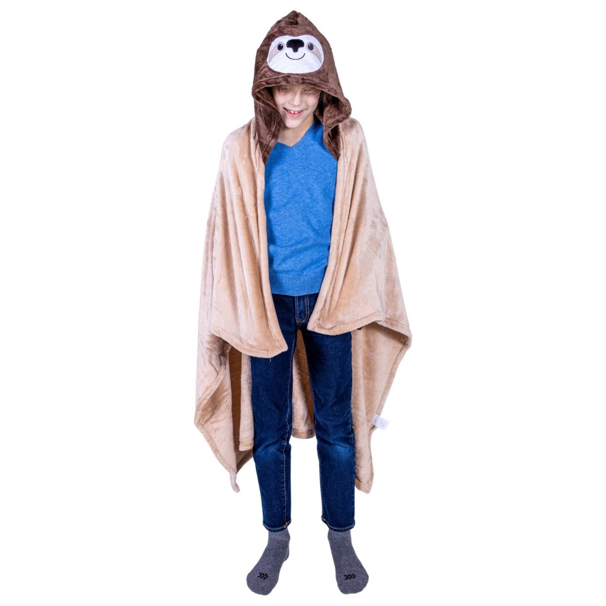 Plush Hooded Animal Blanket with Pockets