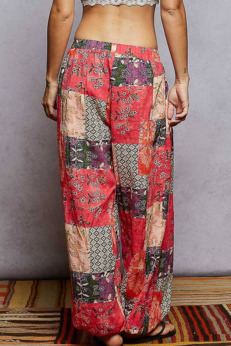 Multi colored printed woven casual pants