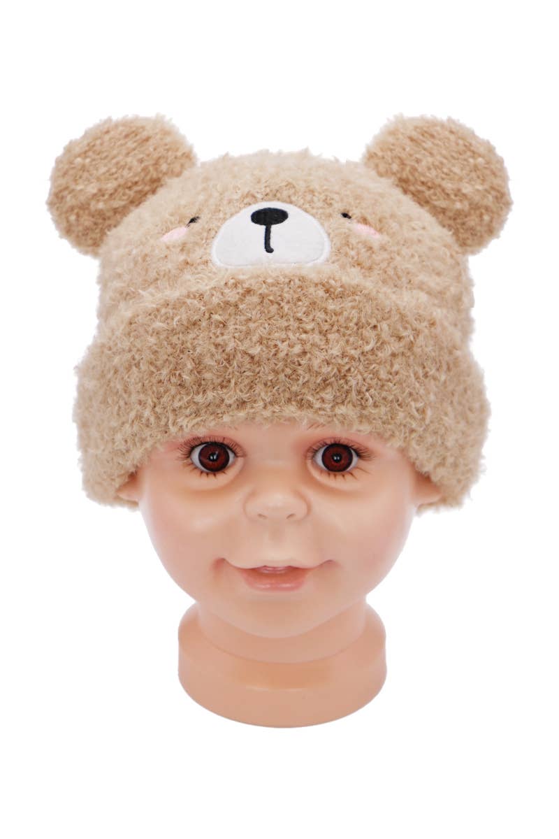 Little Kids Teddy Bear Terry Fleece Beanie