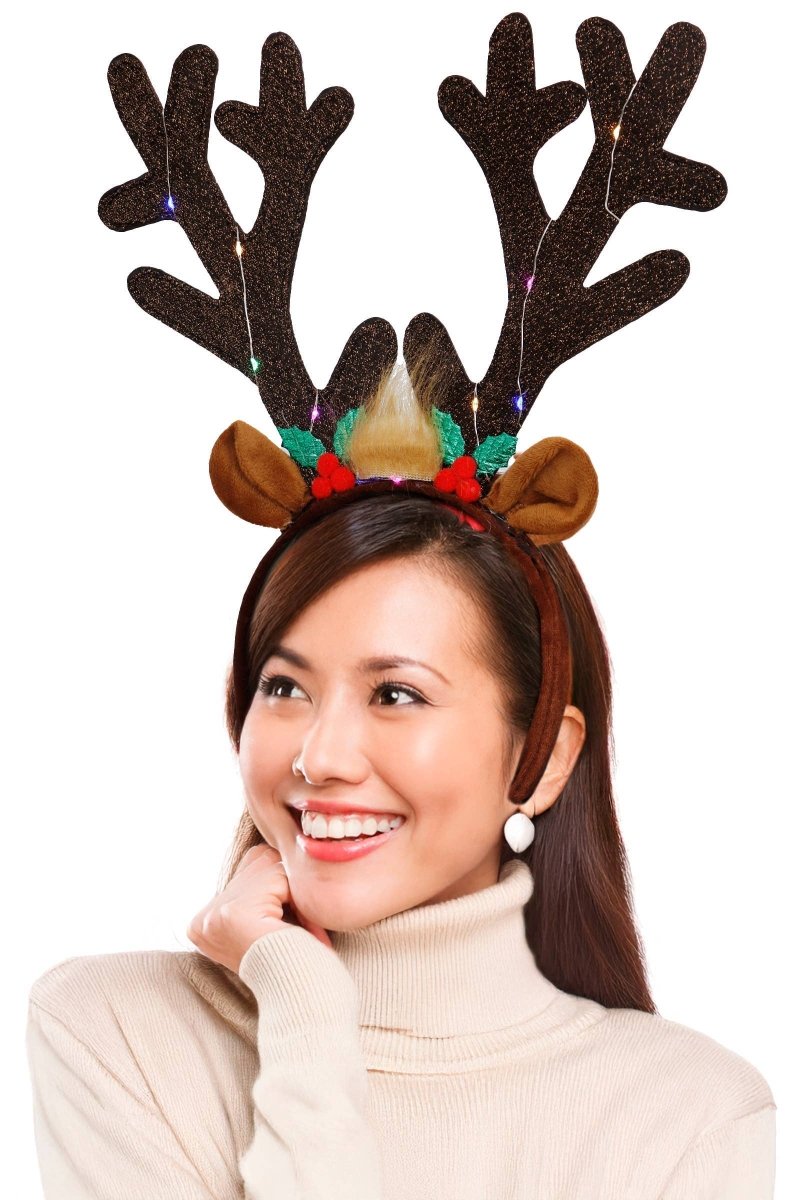 Oversized Rudolph Antler Led Light-up Hairband