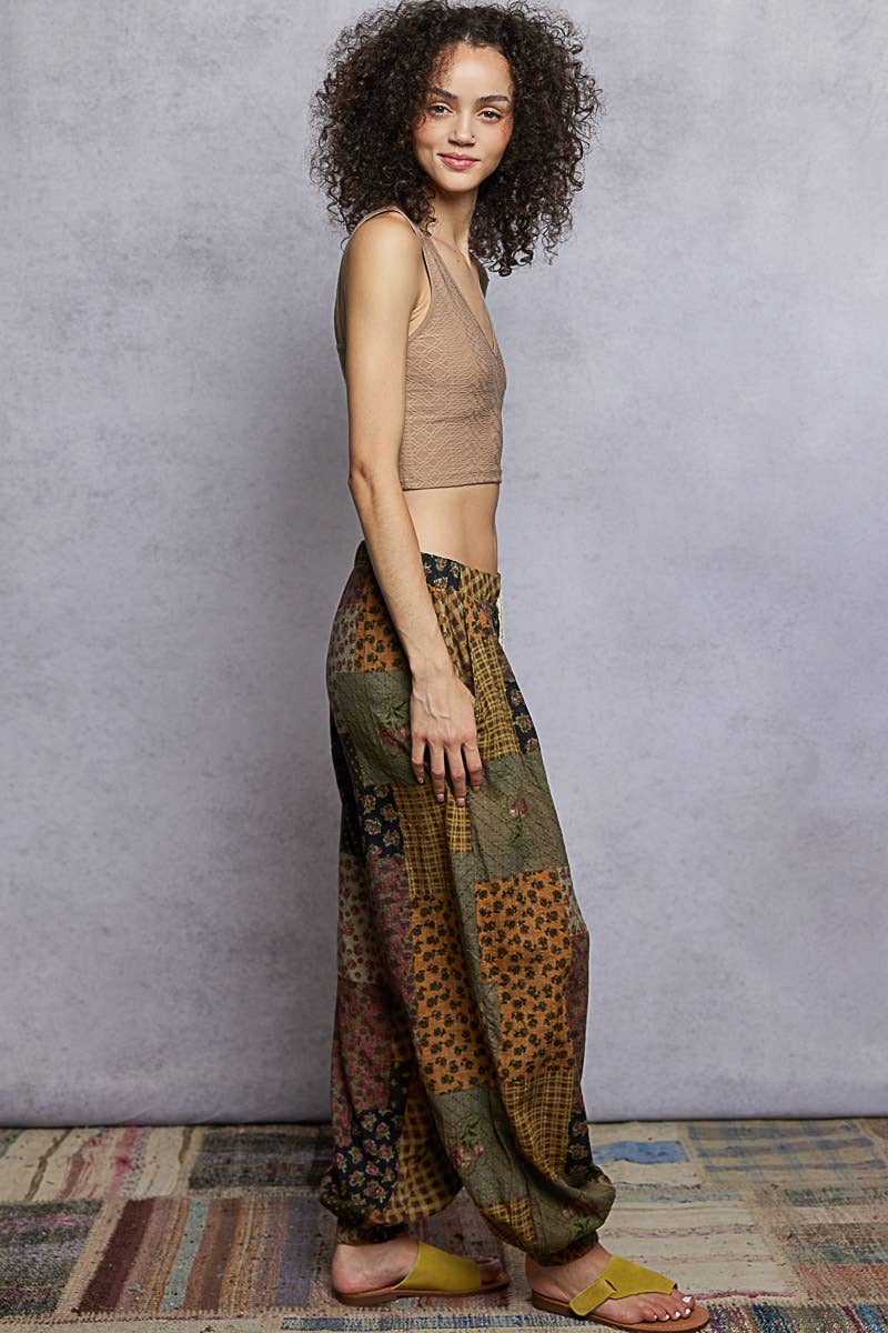 Multi colored printed woven casual pants