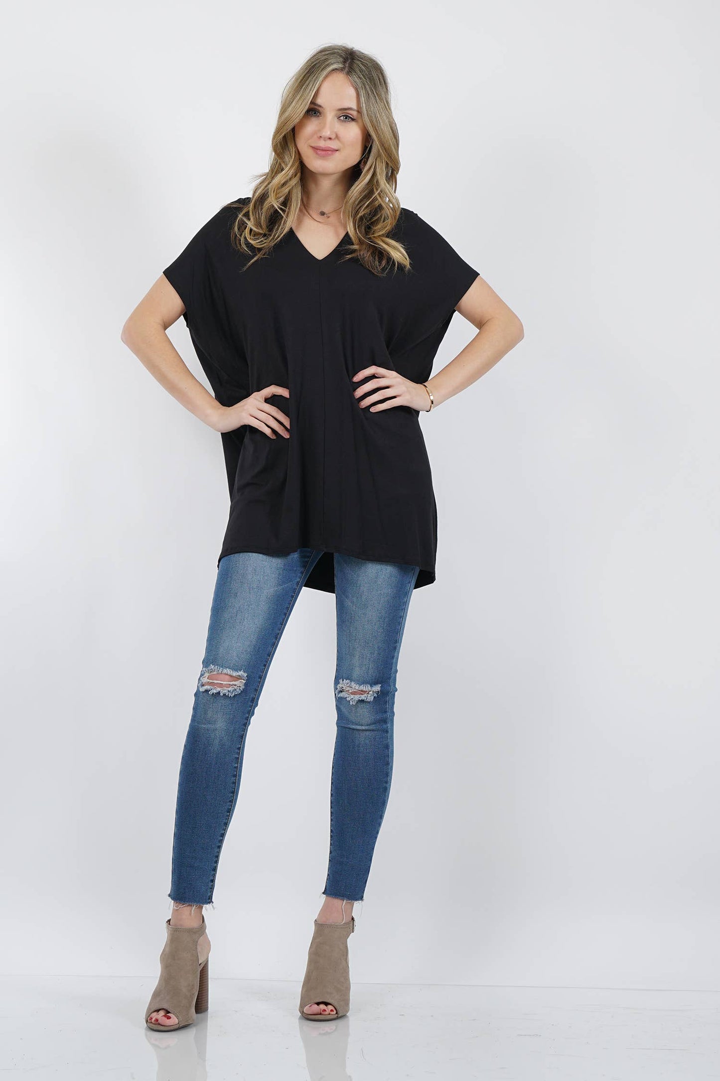 `",...._ Double Vneck loose fit tunic