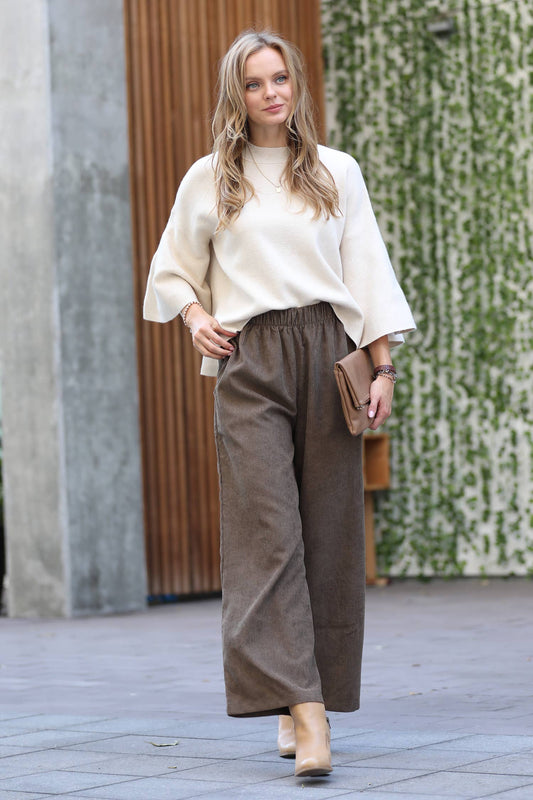 ",,...CORDUROY WIDE LEG PANTS WITH POCKETS