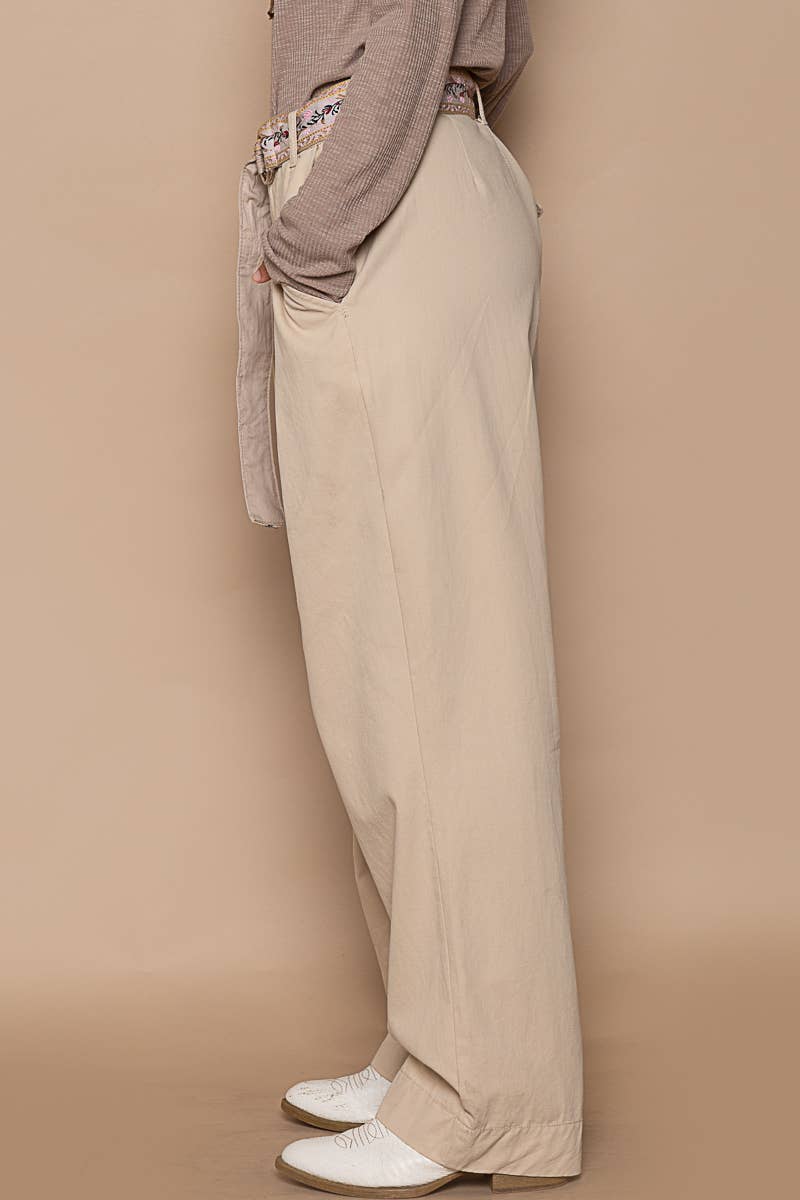 Pleated detail pocket relaxed fit twill pants SALE
