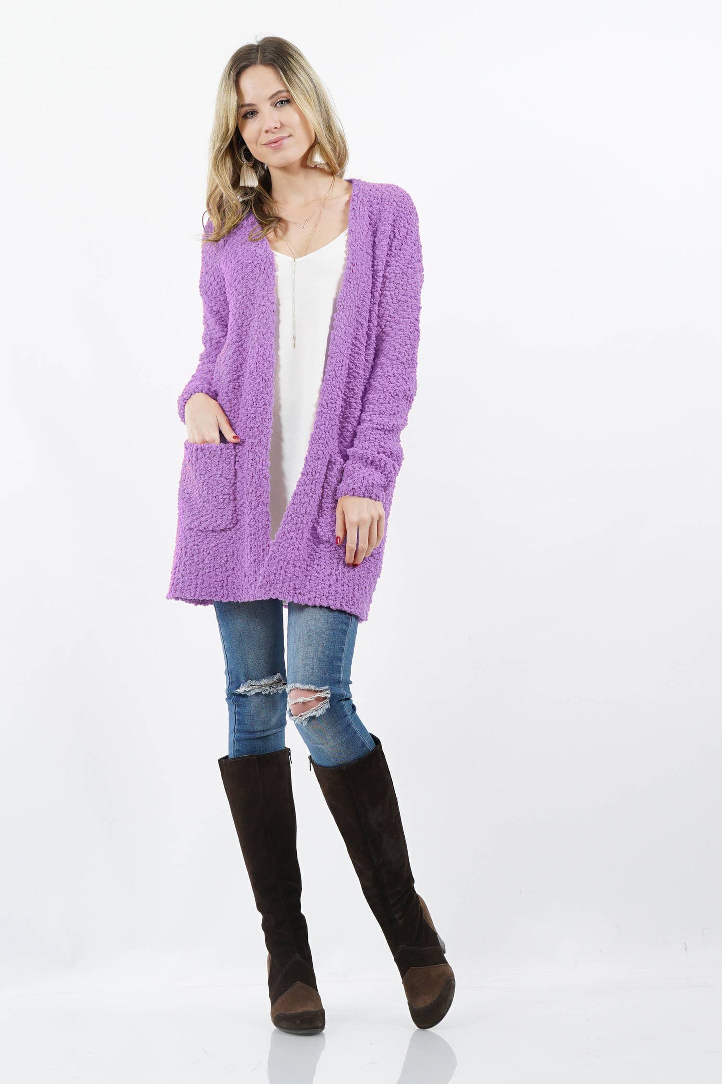 `"Popcorn Sweater Cardigan