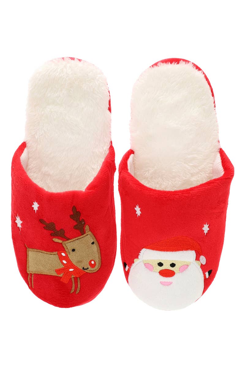 Christmas Fuzzy Fleece Foam Lounge Slippers