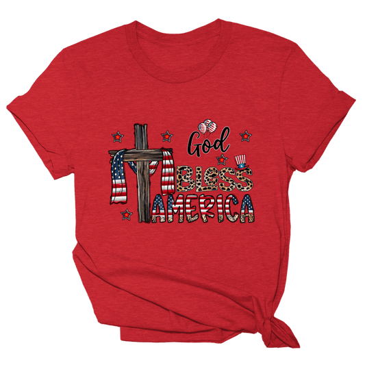 God Bless America Cross Tee - 1081