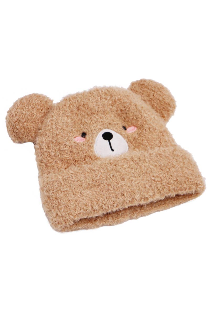 Little Kids Teddy Bear Terry Fleece Beanie