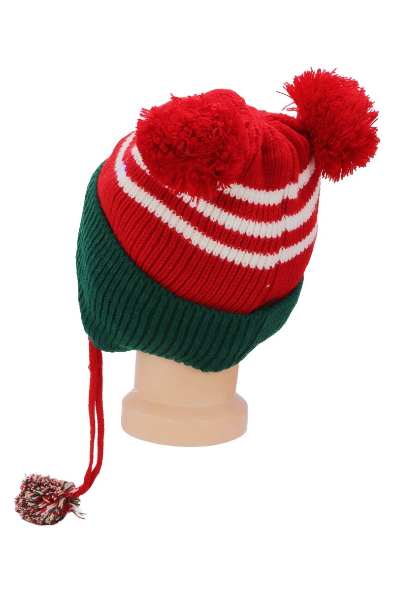Kids Christmas Led Ear Cover Chin Strap Beanie