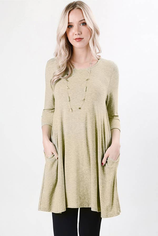 `Side-Pocket Tunics Solid/Print
