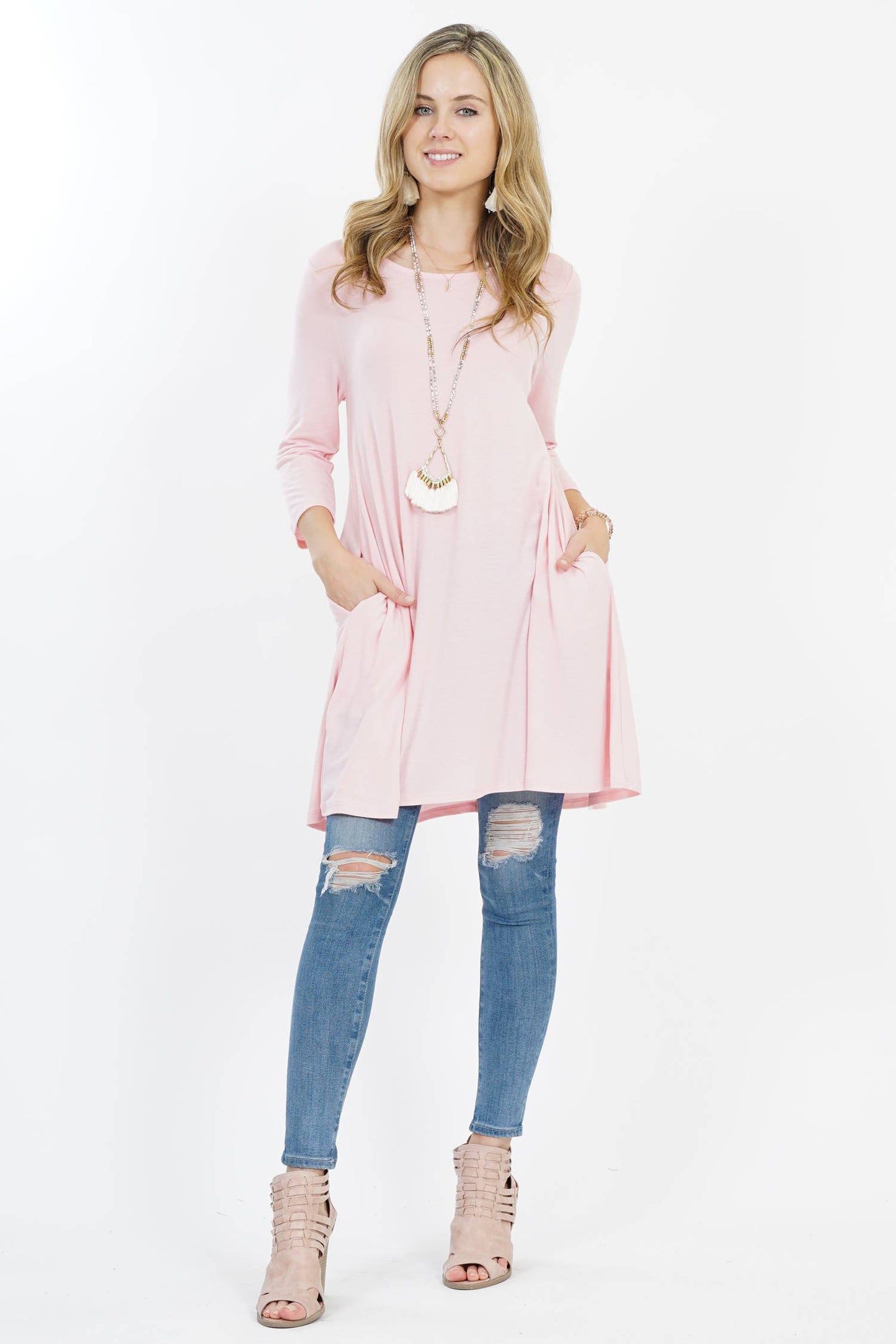 `Side-Pocket Tunics Solid/Print