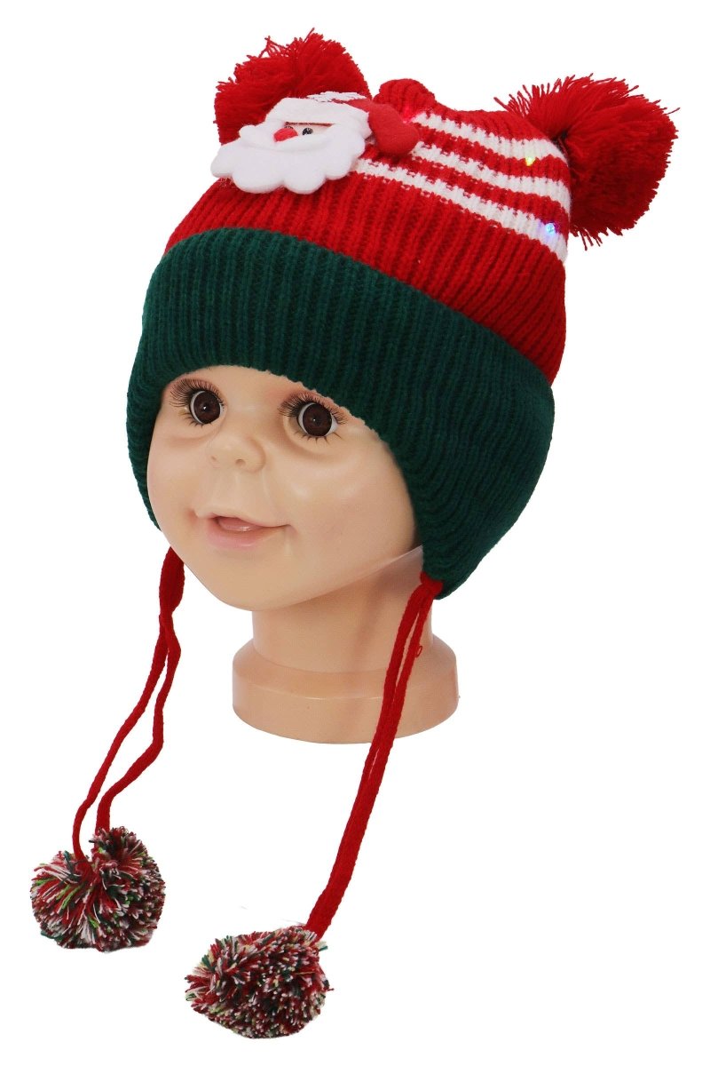 Kids Christmas Led Ear Cover Chin Strap Beanie