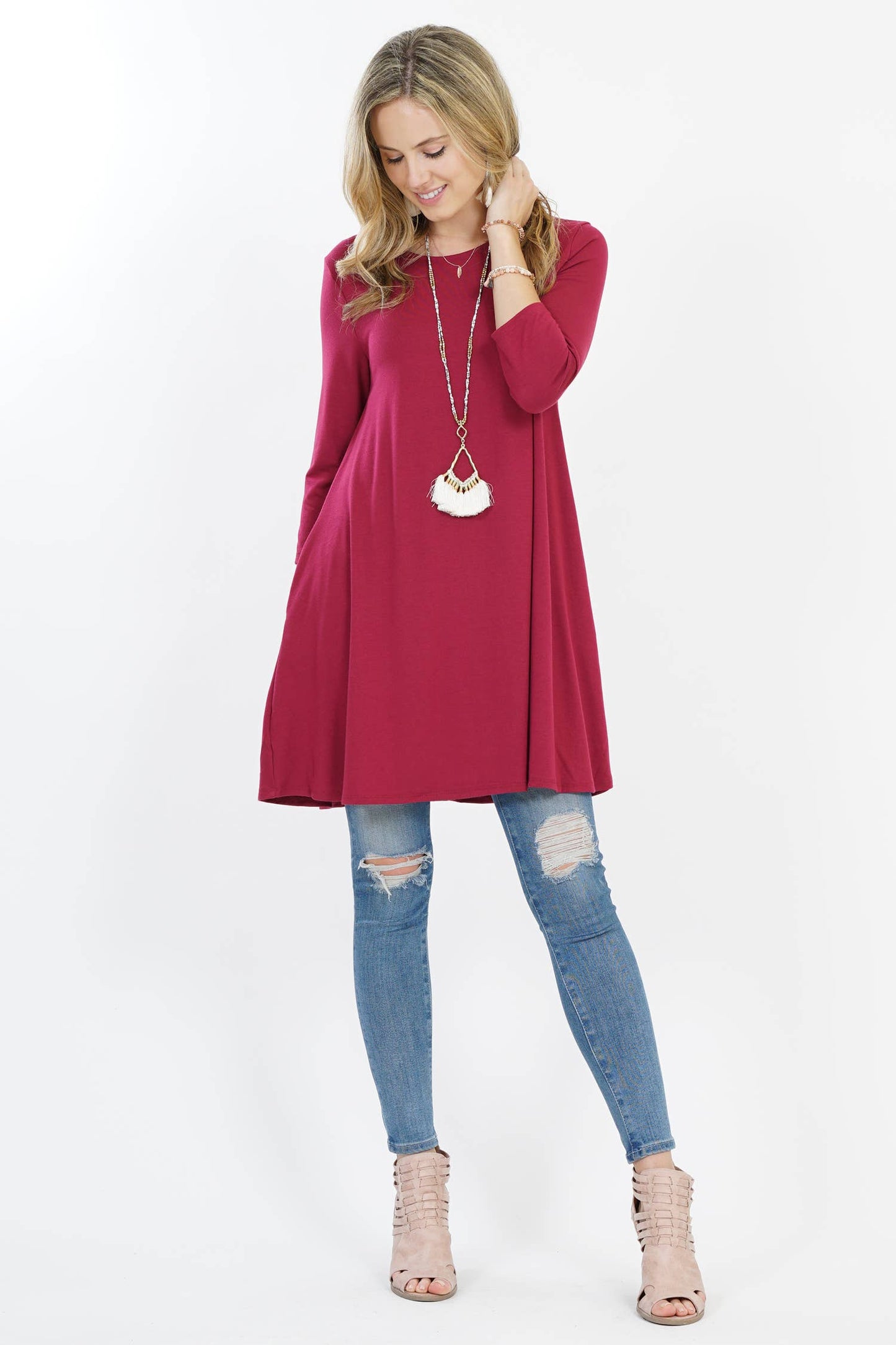 `Side-Pocket Tunics Solid/Print