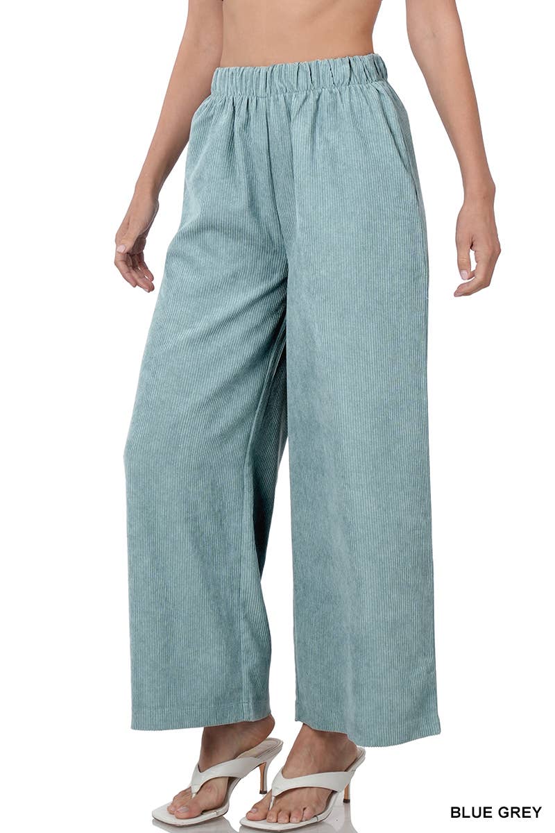 ",,...CORDUROY WIDE LEG PANTS WITH POCKETS