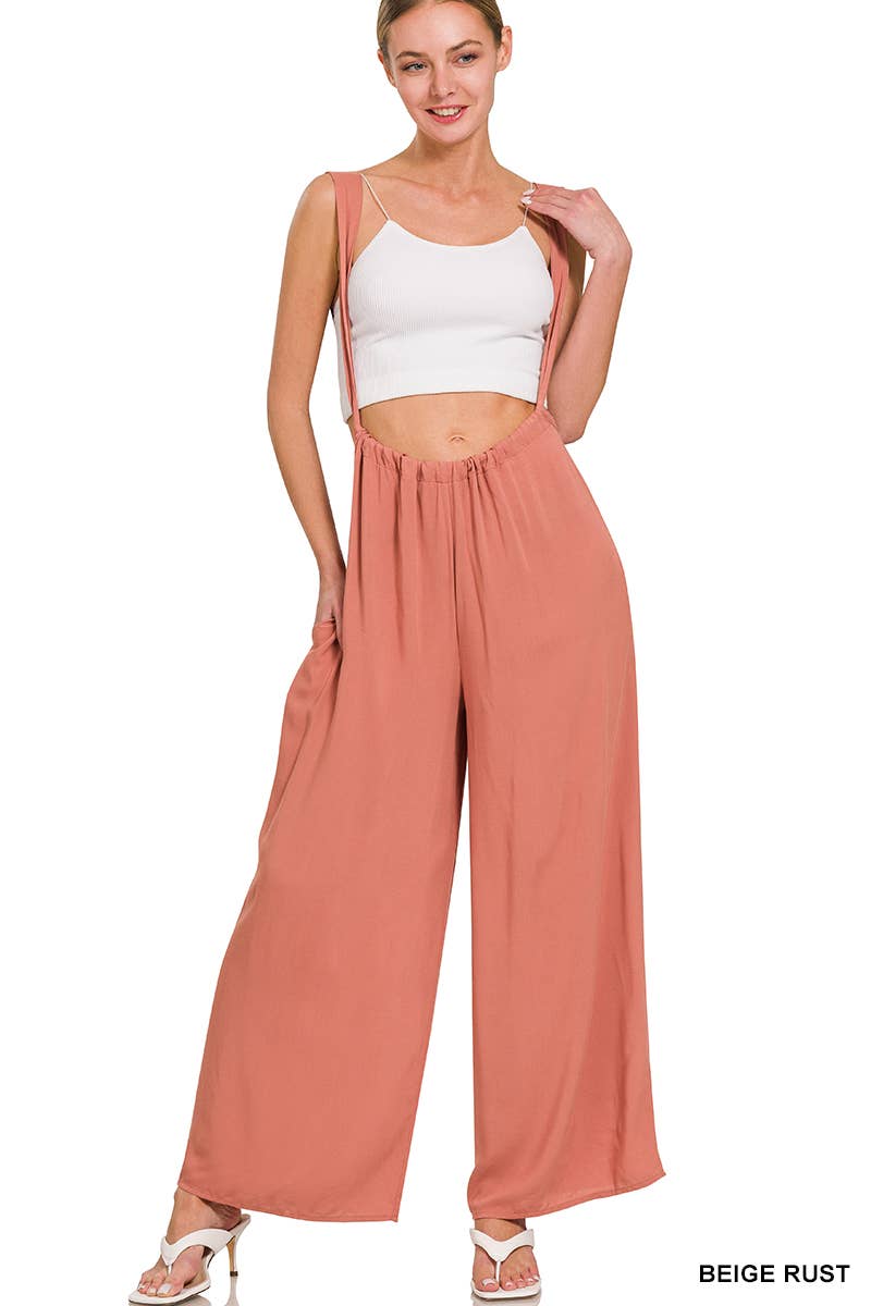 `.Tie Back Suspender Jumpsuit w/ Pockets