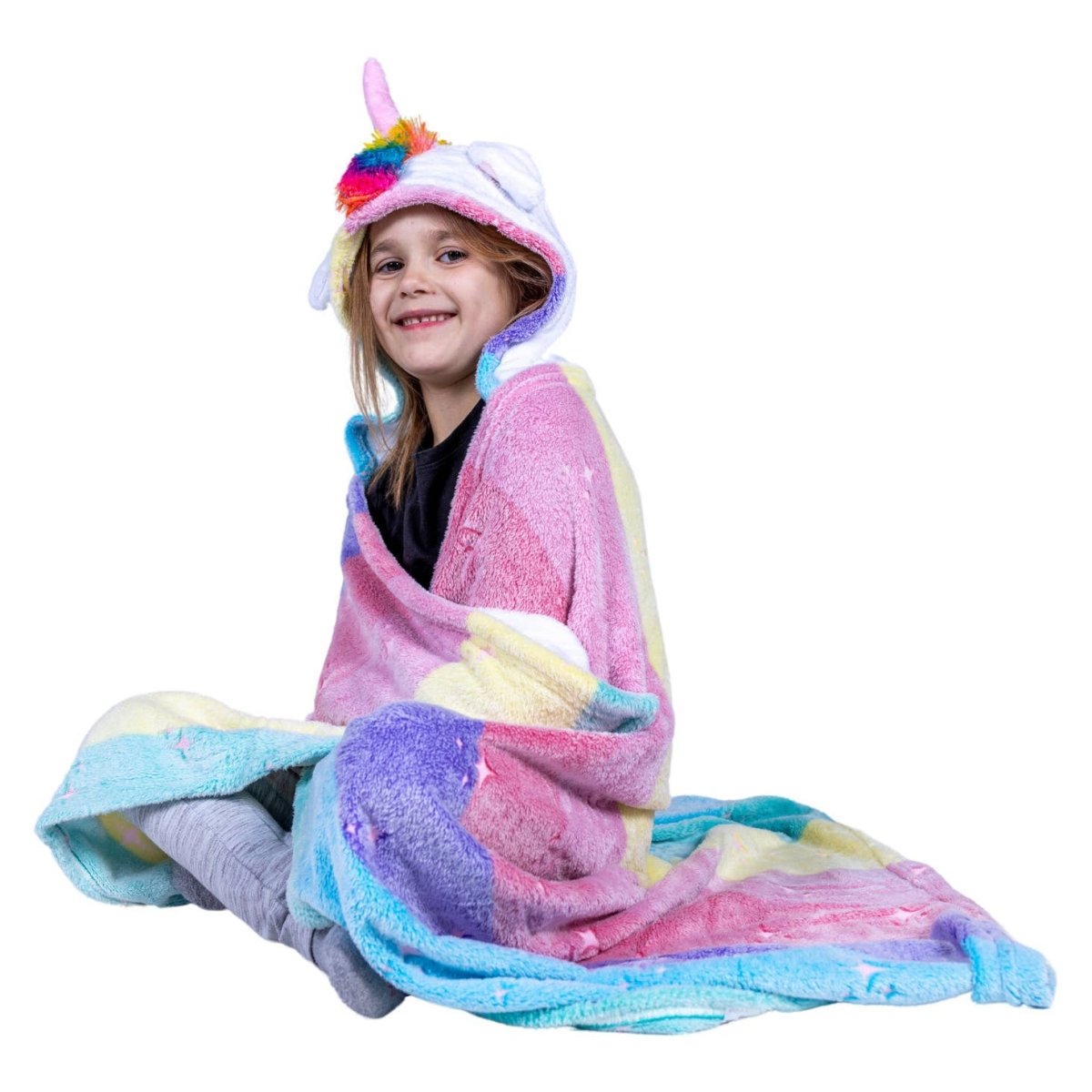 Plush Hooded Animal Blanket with Pockets