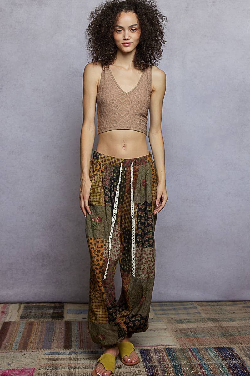 Multi colored printed woven casual pants