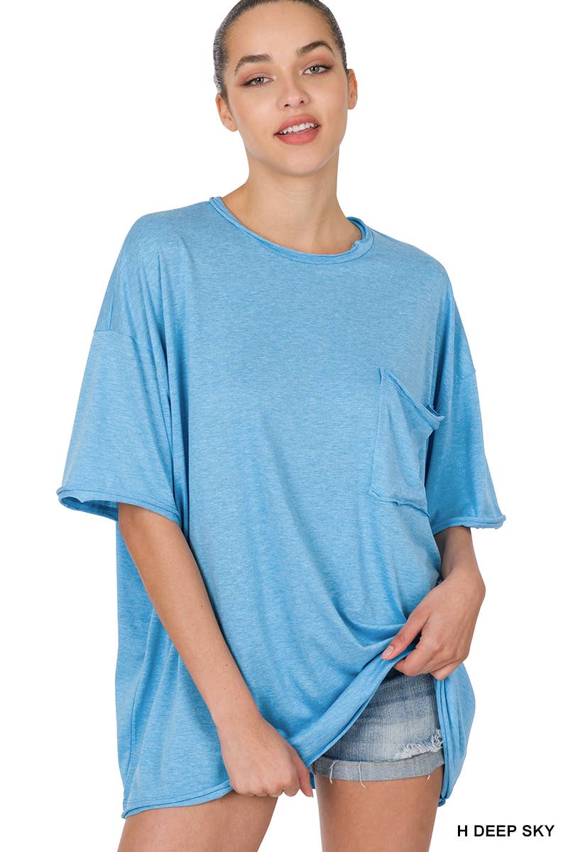 ", Oversized Cotton Raw Edge Boyfriend Tee