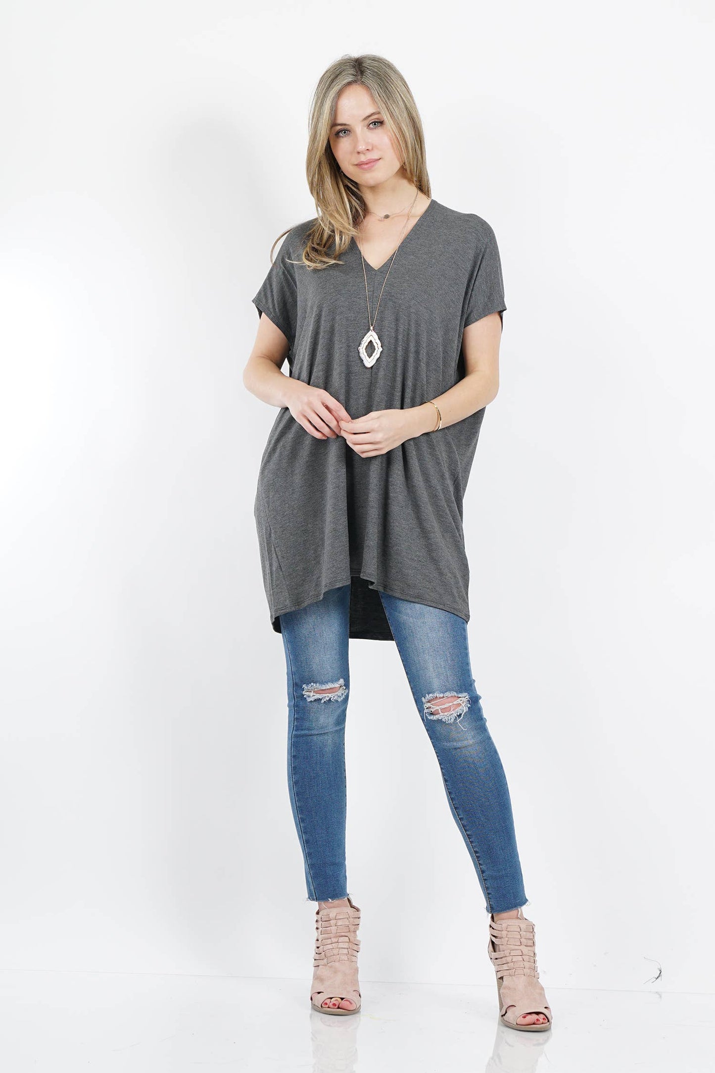 `",...._ Double Vneck loose fit tunic