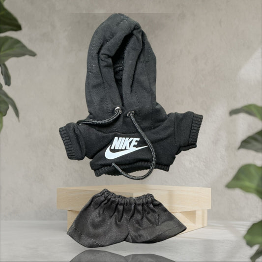 Pop Mart Labubu Clothes Collection Black Nike Hoodie Labubu Set