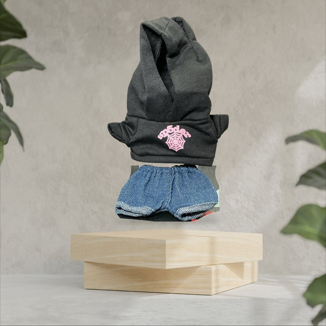 Pop Mart Labubu Clothing Collection Black Hoddie And Jean Labubu Set