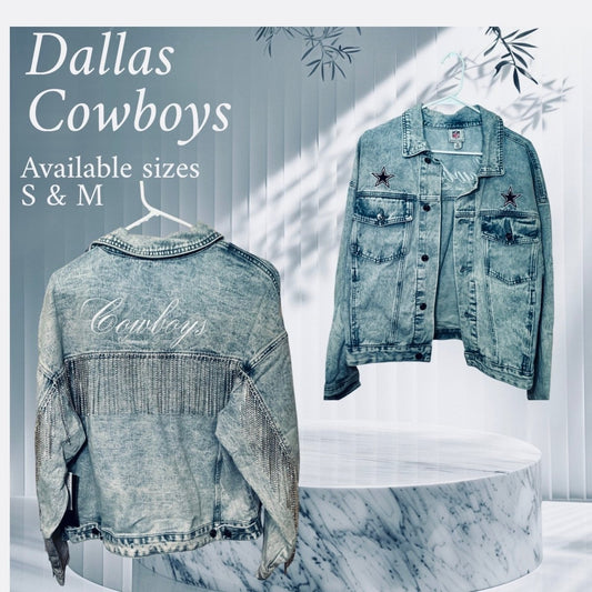 Dallas Cowboys Denim Jacket with Bling Fringes