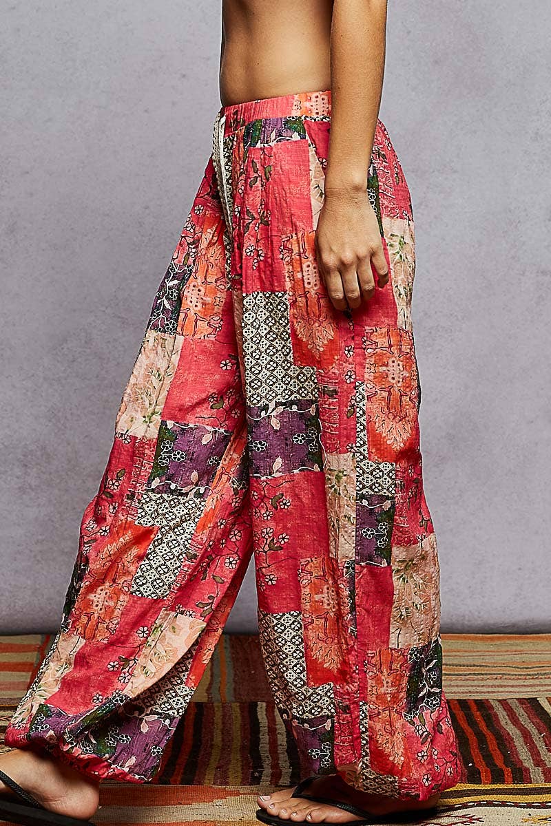 Multi colored printed woven casual pants
