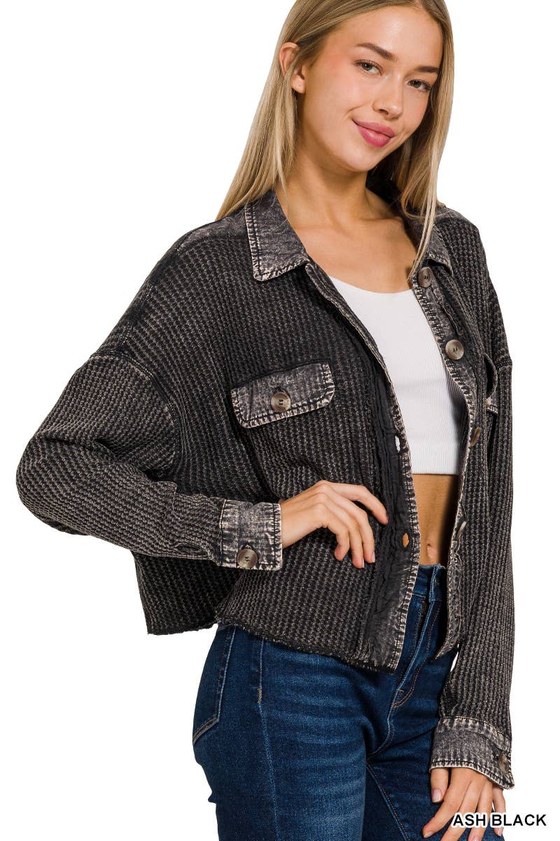 `.Washed Baby Waffle Top w/ back patch