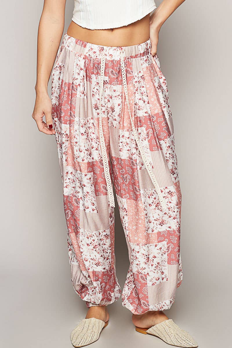 Multi colored printed woven casual pants