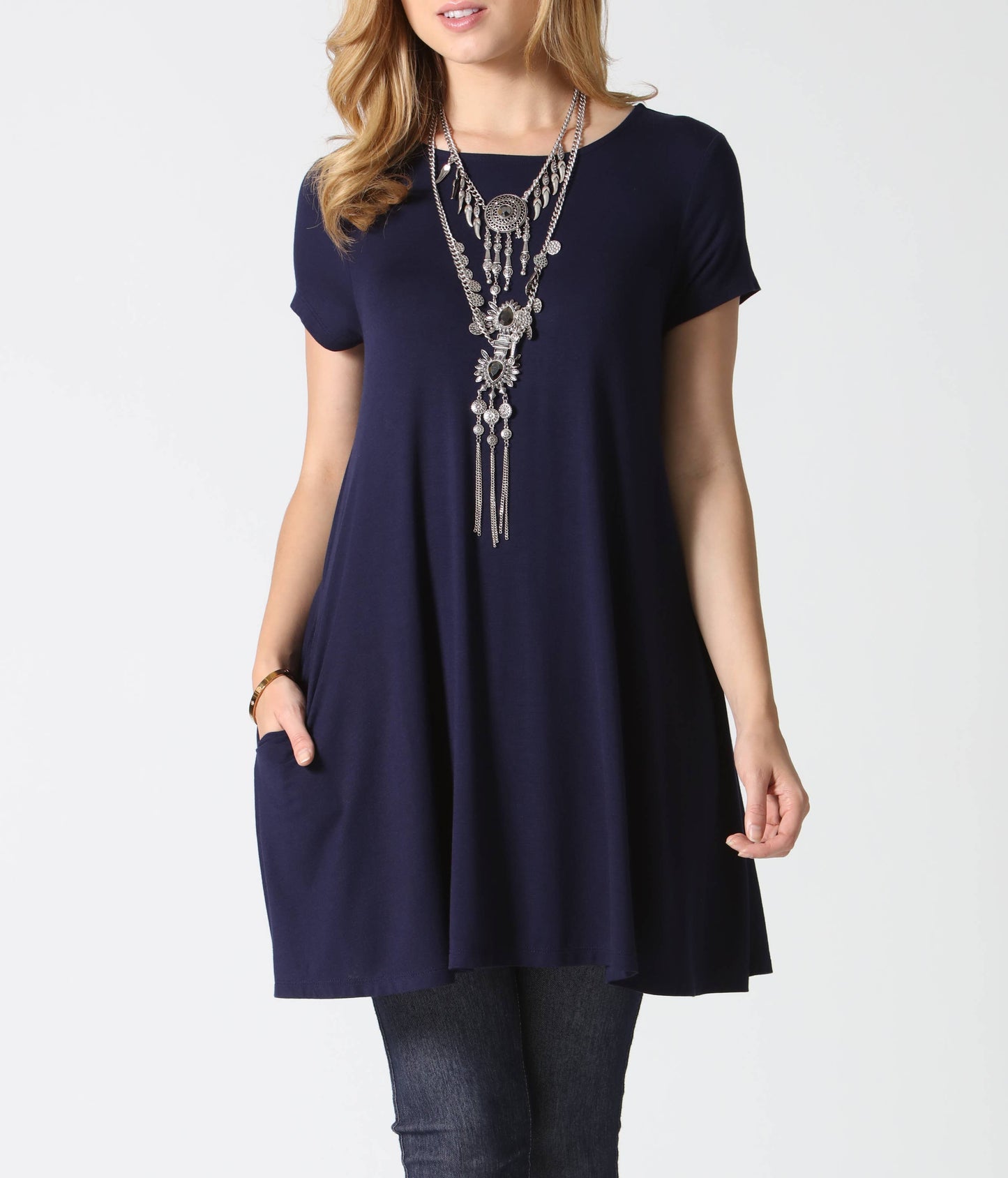 `Side-Pocket Tunics Solid/Print