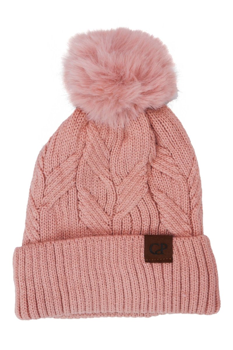 Coil Chevron Knitted Fleece Lined Beanie