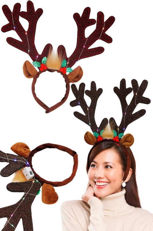 Oversized Rudolph Antler Led Light-up Hairband