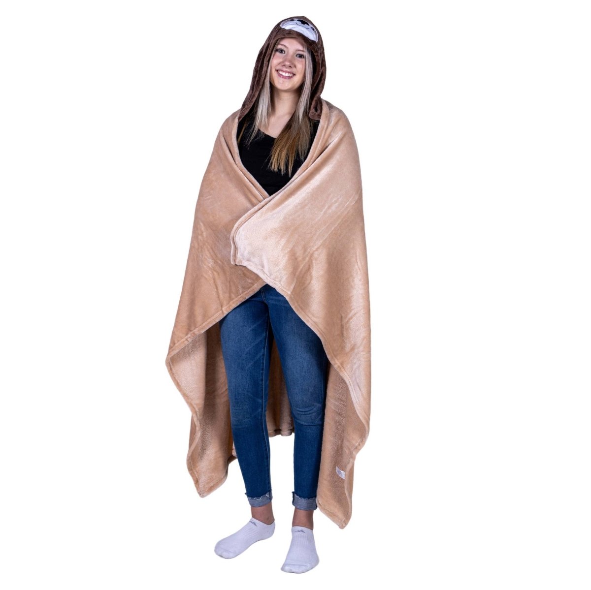 Plush Hooded Animal Blanket with Pockets
