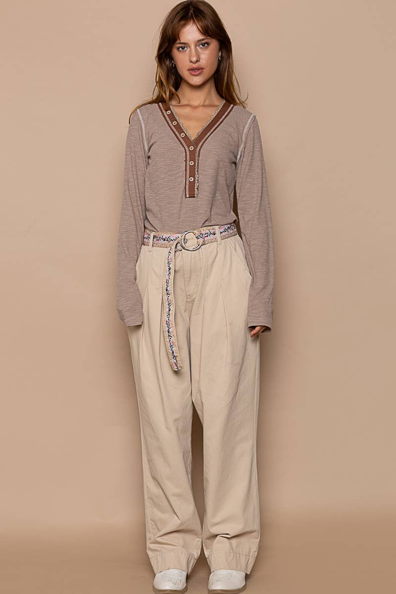 Pleated detail pocket relaxed fit twill pants SALE
