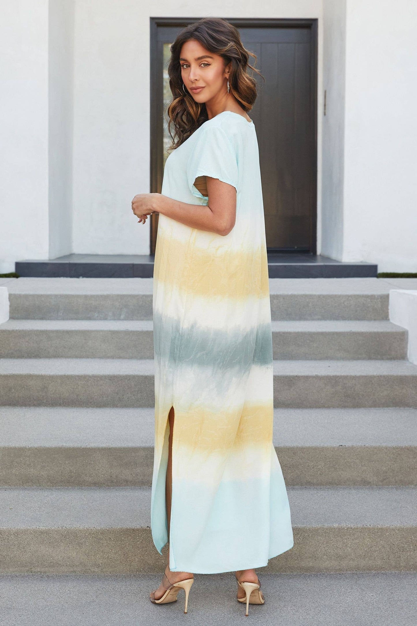 607-A-STRIPE-AQUA/MUSTARD/GREY