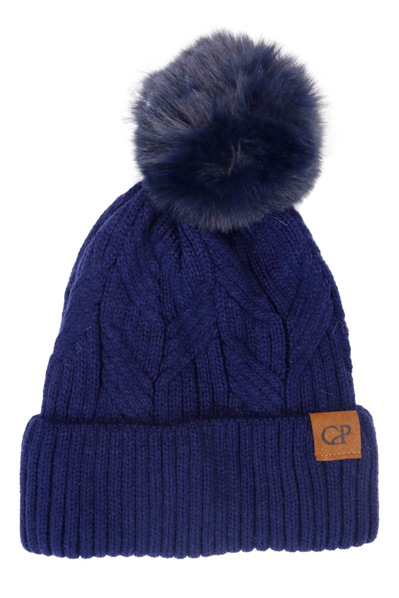 Coil Chevron Knitted Fleece Lined Beanie