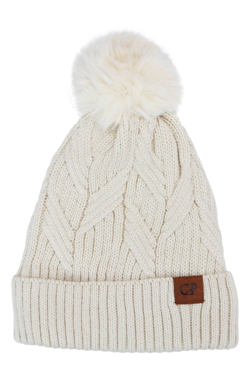 Coil Chevron Knitted Fleece Lined Beanie