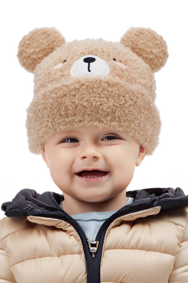 Little Kids Teddy Bear Terry Fleece Beanie