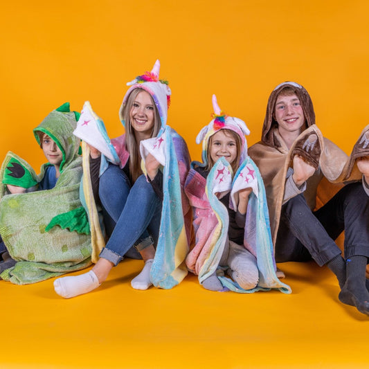 Plush Hooded Animal Blanket with Pockets